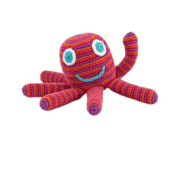 Rassel Oktopus Pink / gehäkelt
