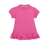 Kurzärmeliges Mädchen Polokleid in Dunkelrosa mit Rüschen  Kurzärmeliges Mädchen Polokleid in Dunkelrosa mit Rüschen