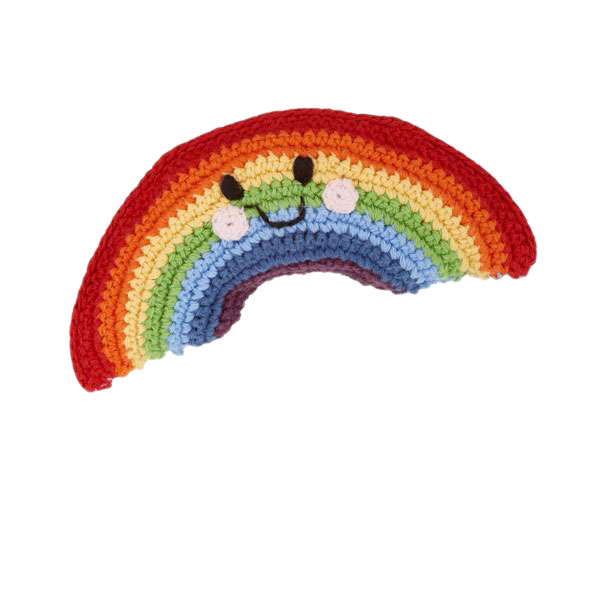 Rassel Regenbogen / gehäkelt