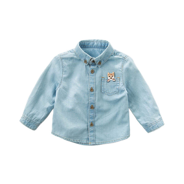 Denim Hemd mit Tier Stickerei