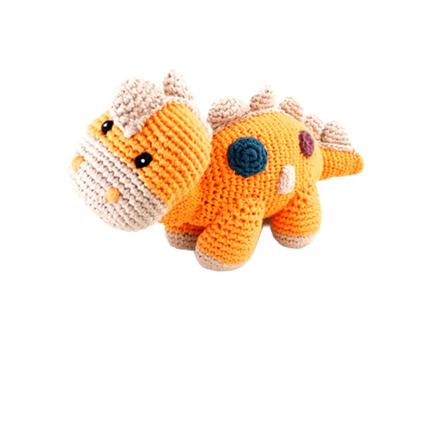 Rassel Dinosaurus Orange / gehäkelt