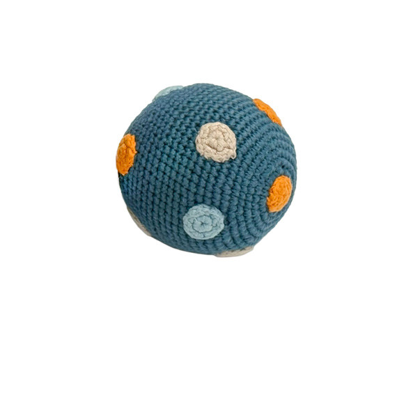 Rassel Ball Blau / gehäkelt