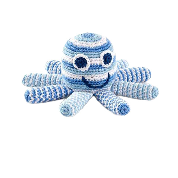 Rassel Oktopus Hellblau / gehäkelt