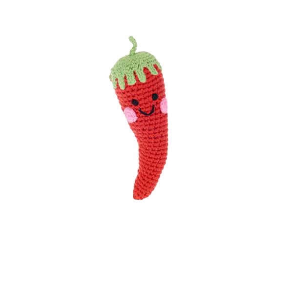 Rassel / Roter Chili / gehäkelt